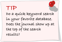 Do a quick keyword search in your favorite database. Does the journal show up at the top of the search results?