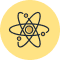 An icon representing an atom, with a nucleus at the center and electrons orbiting around it.