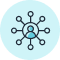 Image depicting a central figure surrounded by interconnected nodes, representing a network or system of connections.