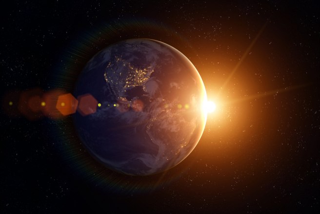 Interaction between magnetic fields of Earth and sun observed