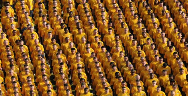 Does mathematical time law govern crowd behavior?