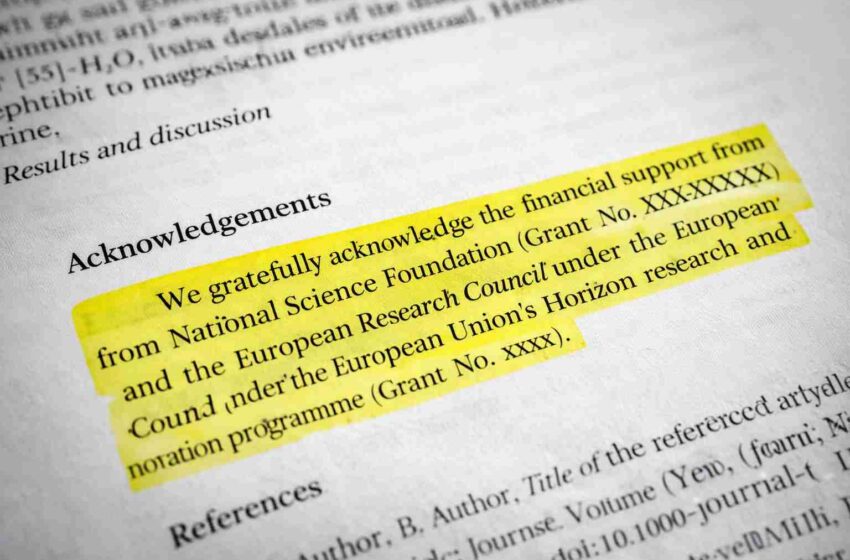 Acknowledgments section of a research paper