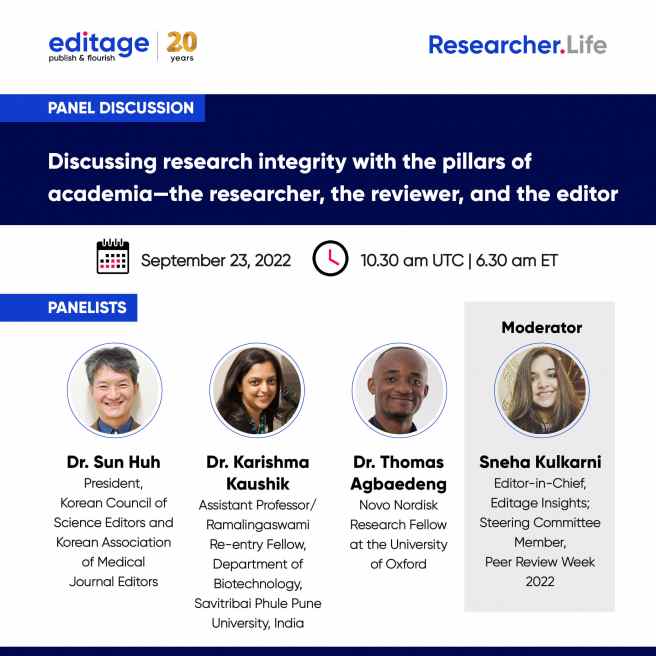 A panel discussion on research integrity with the pillars of academia—the researcher, the reviewer, and the editor