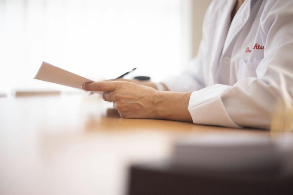 doctor reading a case report