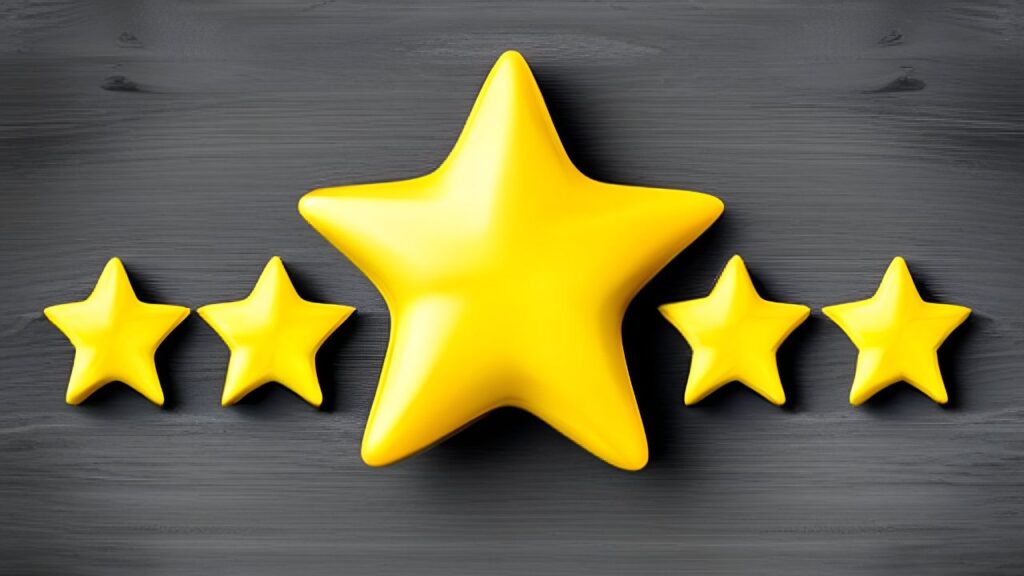 The middle star highlighted among five stars to show the impact of graphical abstracts on enhanced research visibility.