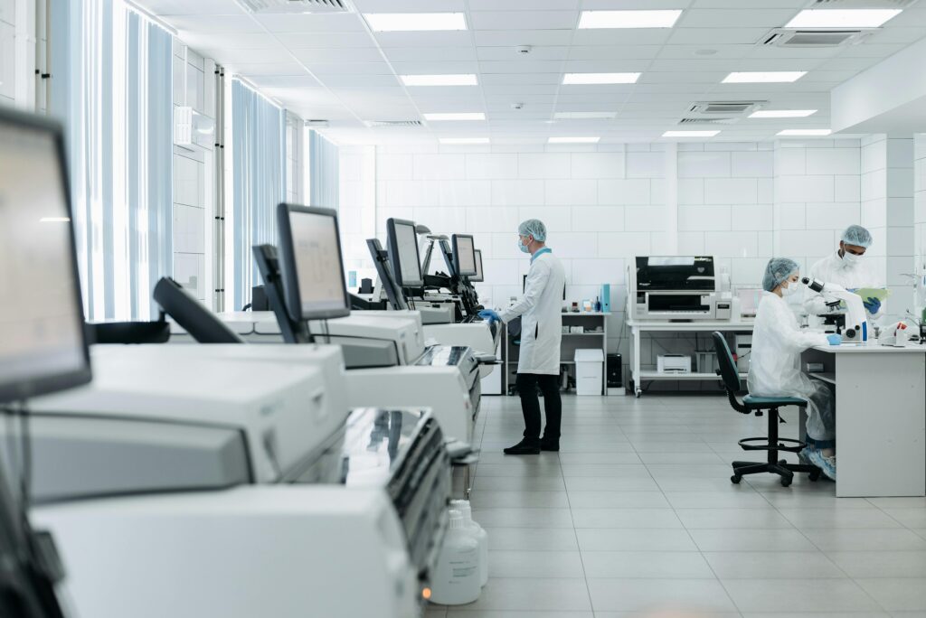 Researchers working in a lab