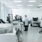 Researchers working in a lab