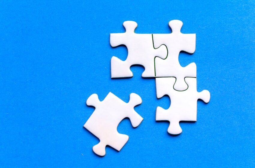 Jigsaw puzzle pieces representing the template for infographics.